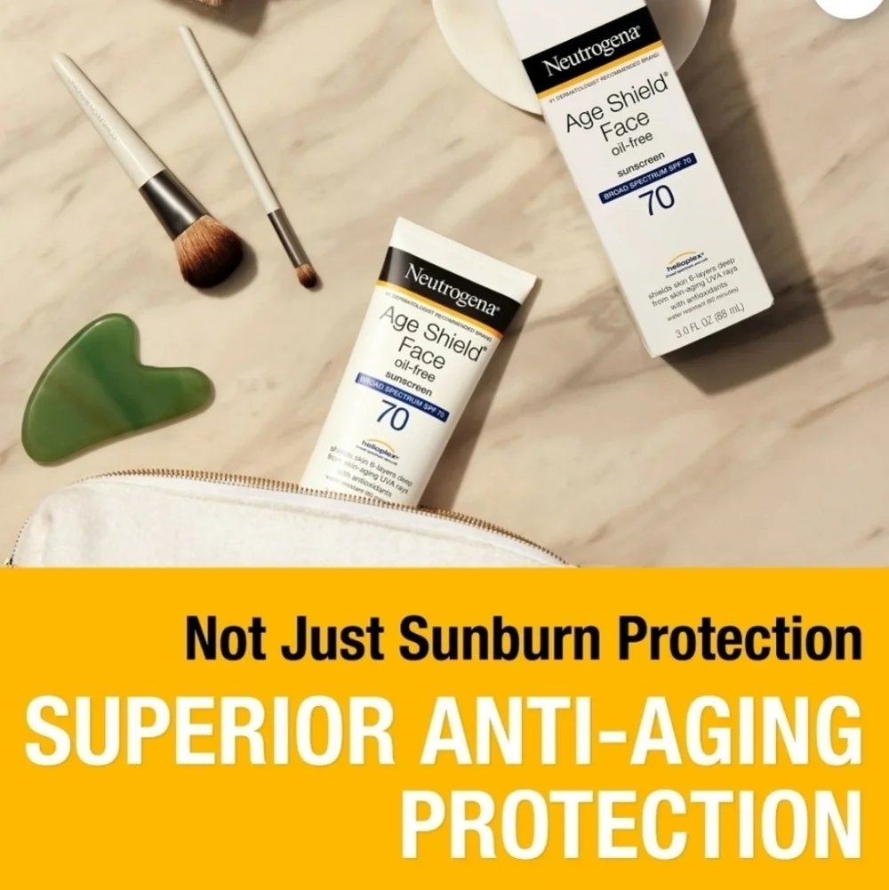 Neutrogena Age Shield Face Oil-Free Sunscreen, SPF 70 Sunblock, 3 fl oz
